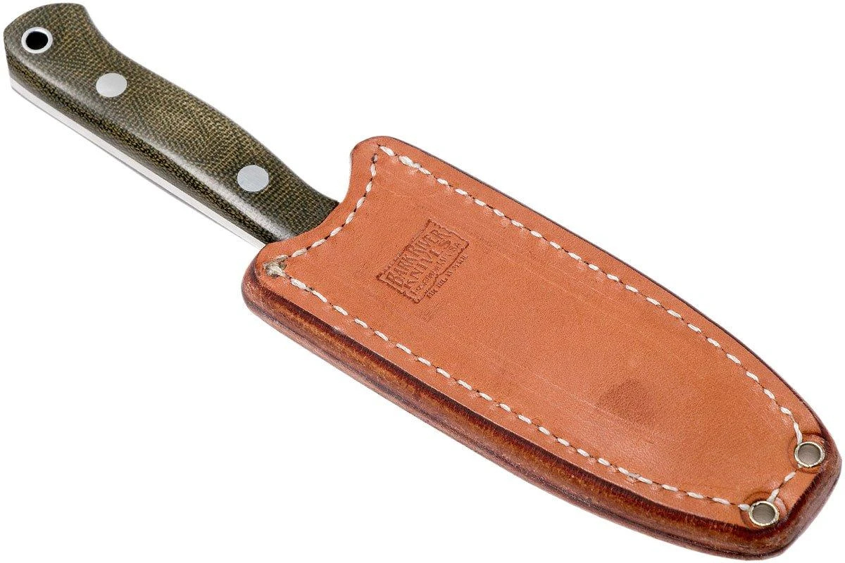 Bark River Bravo Necker CPM 154CM, Green Canvas Micarta, Funda Marrón 10 Bark River Bravo Necker CPM 154CM, Green Canvas Micarta, Funda Marrón - Imagen 8