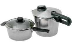 Fissler Vitavit Premium 622-412-13-090, Juego De Olla A Presión De 4 Piezas Con Tapa De Cristal Y Tapa De Vapor