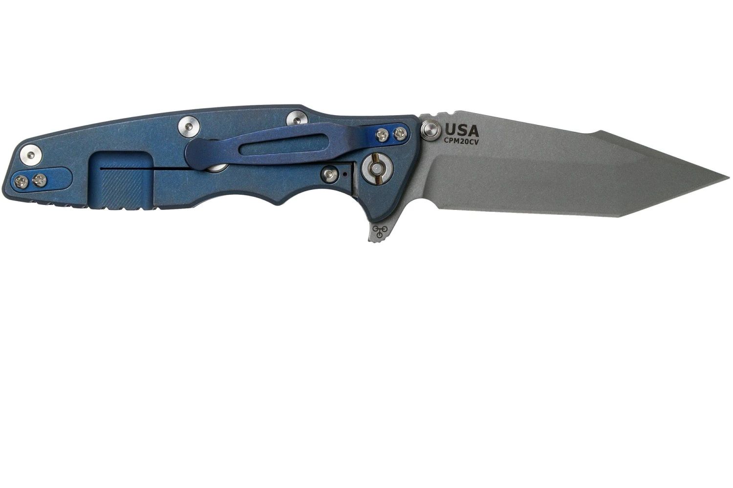 Rick Hinderer Eklipse 3.5” Harpoon Tanto, CPM 20CV, Battle Blue, Black G10 Navaja 4 Rick Hinderer Eklipse 3.5” Harpoon Tanto, CPM 20CV, Battle Blue, Black G10 Navaja - Imagen 2