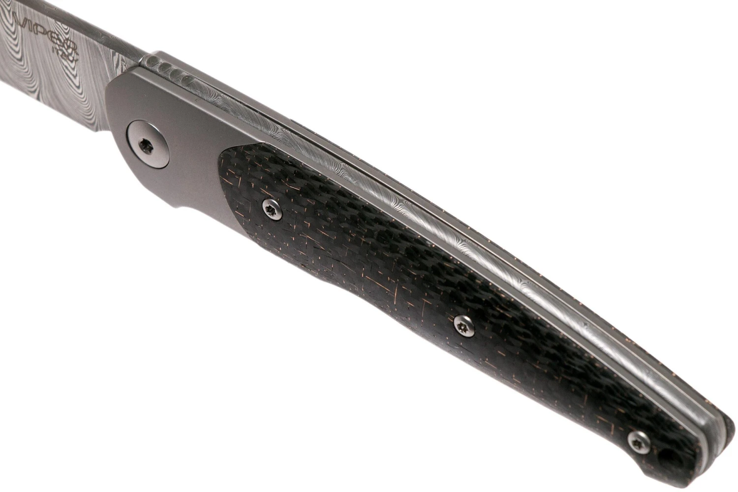 Viper Key VA5978FCB Bolster Damascus Copper Carbon Fibre Navaja 9 Viper Key VA5978FCB Bolster Damascus Copper Carbon Fibre Navaja - Imagen 7